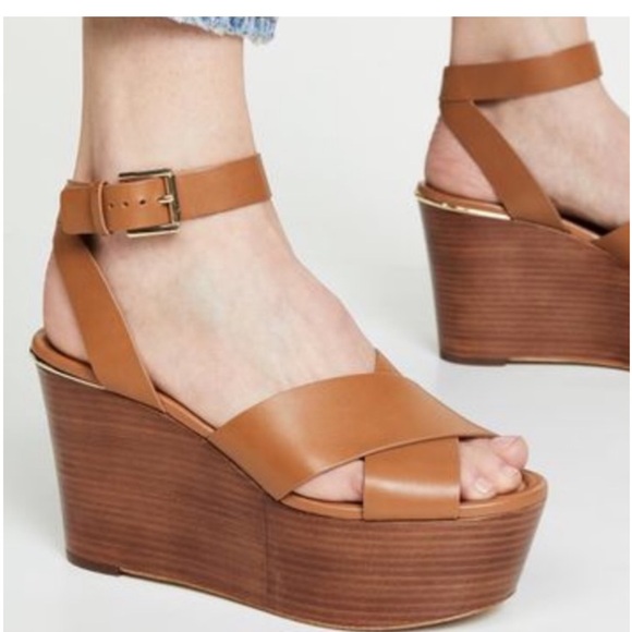 MICHAEL Michael Kors Shoes - MICHAEL Michael Kors Tan Leather Platform Wedge Sandals